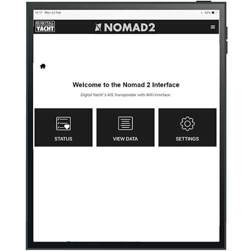 Interface web intégrée du transpondeur AIS Nomad 2 Digital Yacht