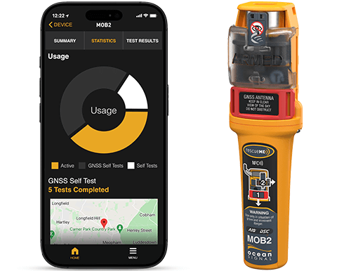 Application mobile Ocean Signal pour balise personnelle de détresse AIS MOB2