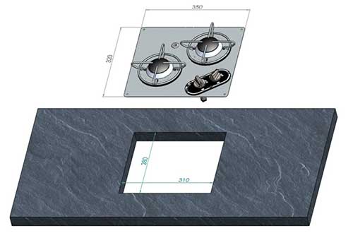 plaque de cuisson en inox 2 feux osculati dimensions