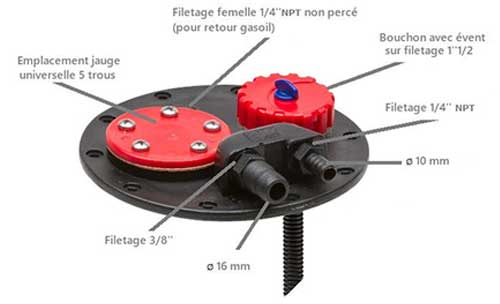 réservoir carburant eltex 140 litres can sb trappe d'inspection